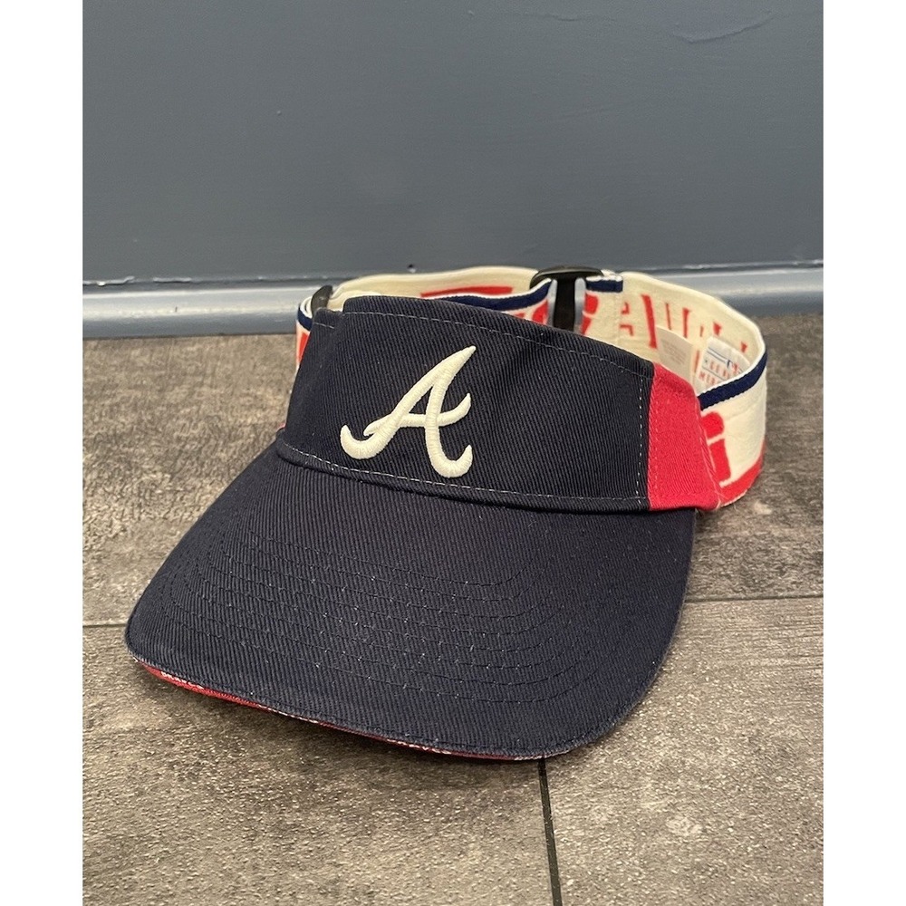 Braves Drew Pearson Baseball Sun Visor Strap Back Hat Cap MLB